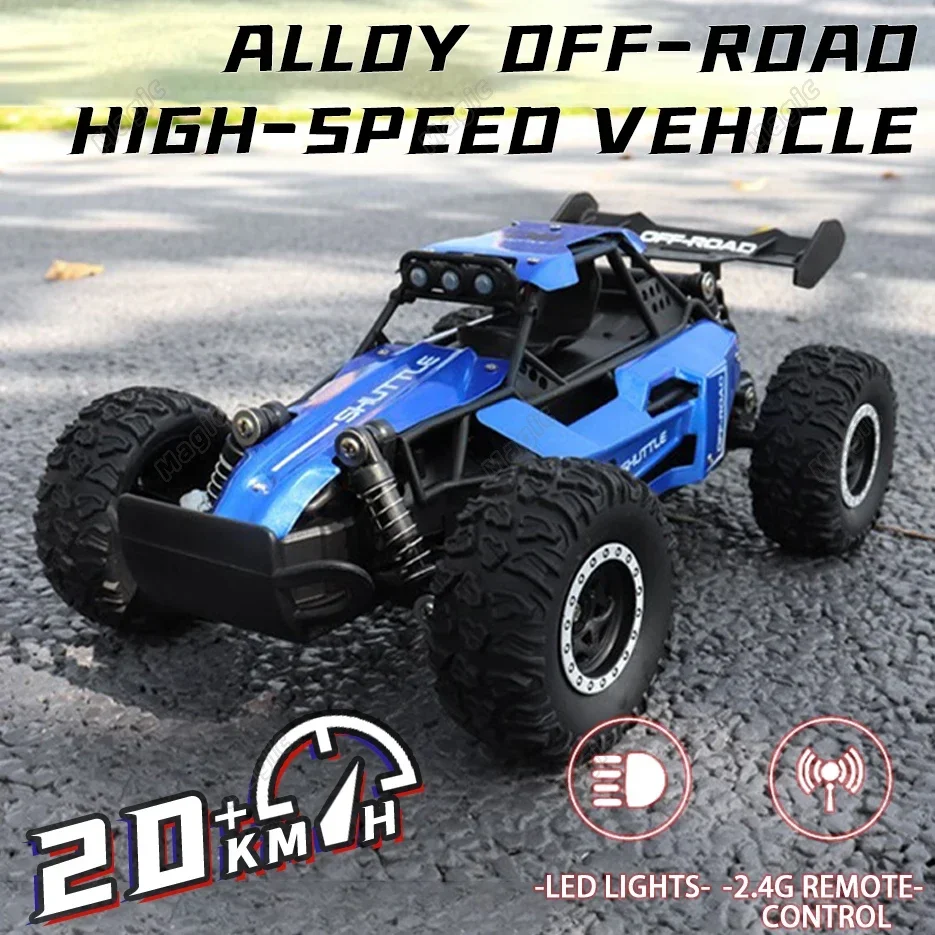 RC Car Off Road vozidlo 2WD s LED svetlom 20 km/h Vysoká rýchlosť 2,4 GHz HLASE 1:16 diaľkové ovládanie automobil s elektrickou hračkou darček chlapci deti