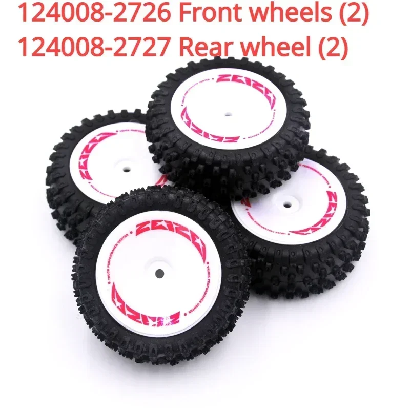 RC Car Wheels Pneumatiky pre Wltoys 124008-2727 Sada zadných pneumatík 124008-2726 Sada predných pneumatických pneumatí