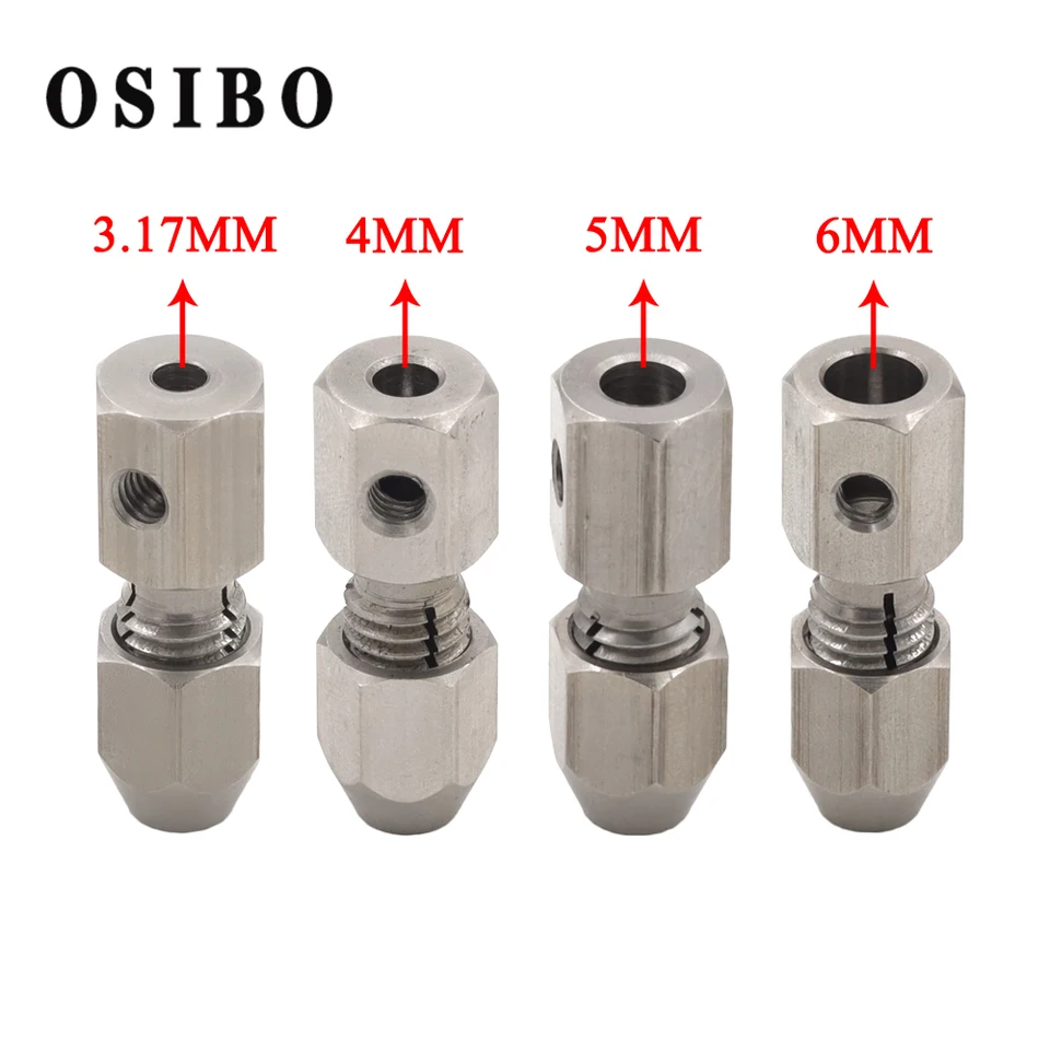 RC Flexibilná spojka z nehrdzavejúcej ocele Flex Collet Collet 3,17/4/5/6 mm * 4 mm skrinka na hriadeľ motora pre model elektrickej lode