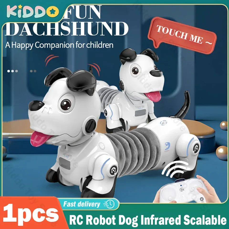 RC Robot Dog Puzzle Machine Jacshund Infračervené elektronické diaľkové ovládanie škálovateľné Tamagotchi Animal Boy hračka na vianočné darčeky