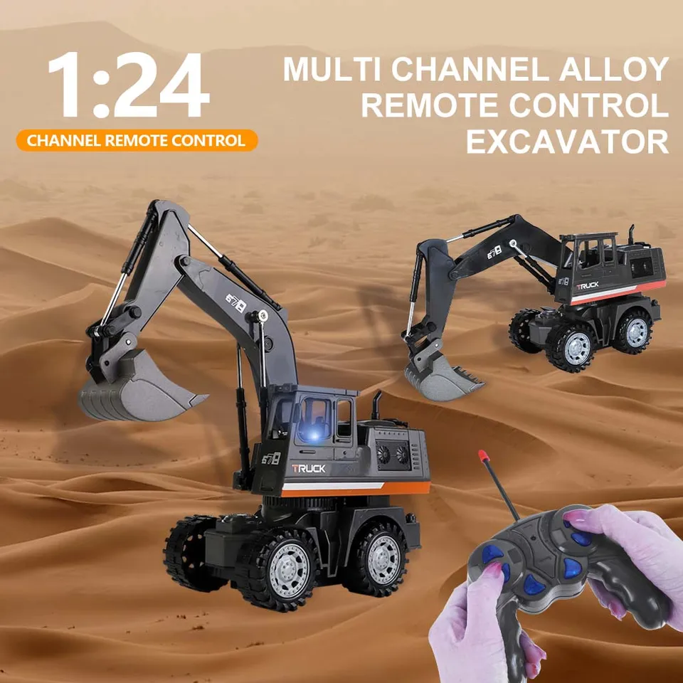 RC Truck 1:20 5ch 4WD diaľkové ovládanie kovový kovový kovový rýpadlo Truck Engineering Construction Model Model Boy Toy Kid