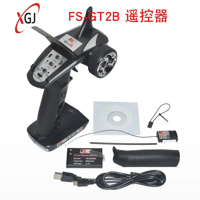 RC vysielač Flysky FS-GT2B 3-kanál s prijímačom GR3E 2,4 GHz vrátane lítiovej batérie plnohodnotné diaľkové ovládanie vozidla