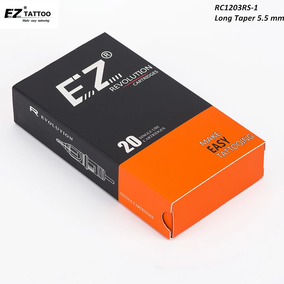 RC1203RS-1 EZ Revolučná kazeta Tetovanie ihly Round Shader (RS) #12 (0,35 mm) Dlhý kužeľový rotačný stroj 20 PCS/box