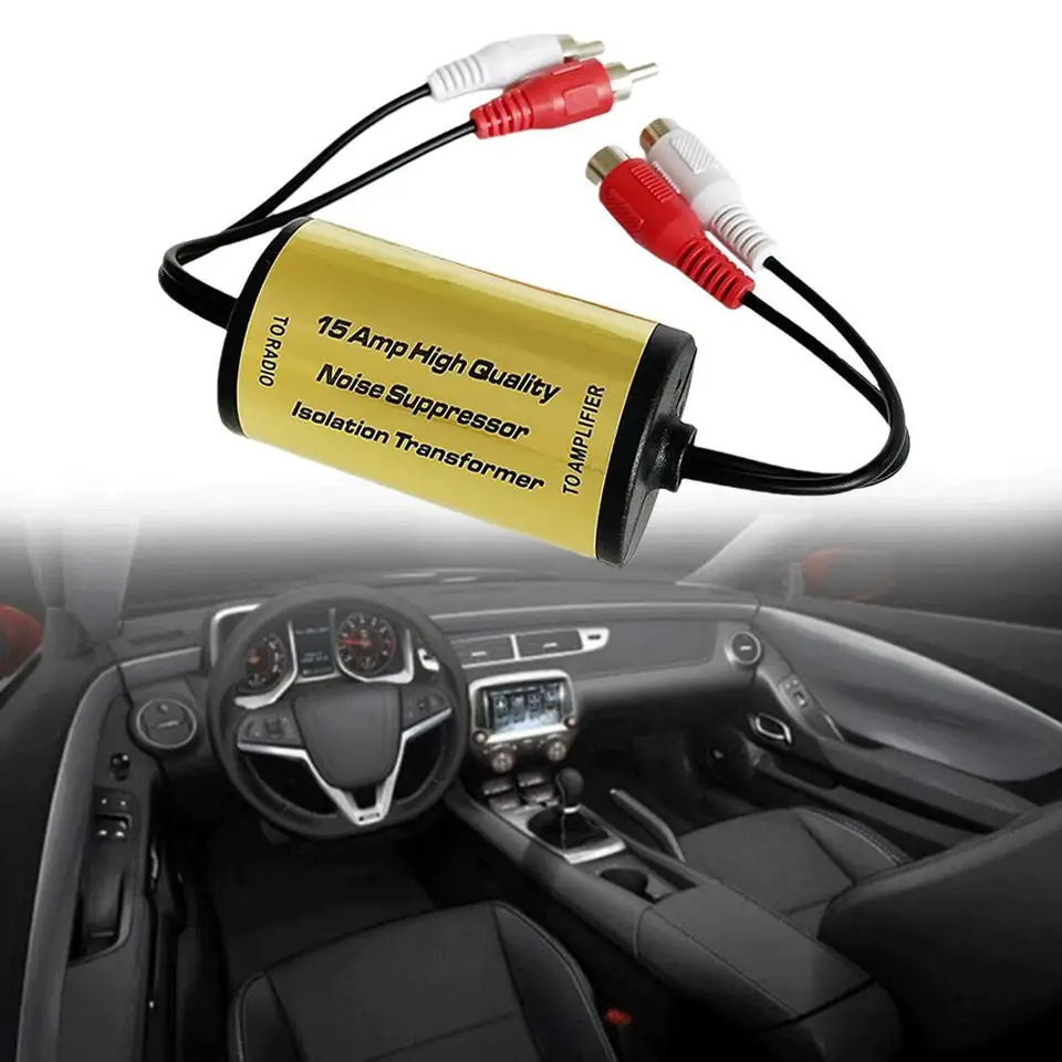 RCA Audio Filter šumu 2x RCA samec, 2x RCA Audio Eliminujte príslušenstvo automobilu Ground Loop Buzzing Filter hluk Y9D9