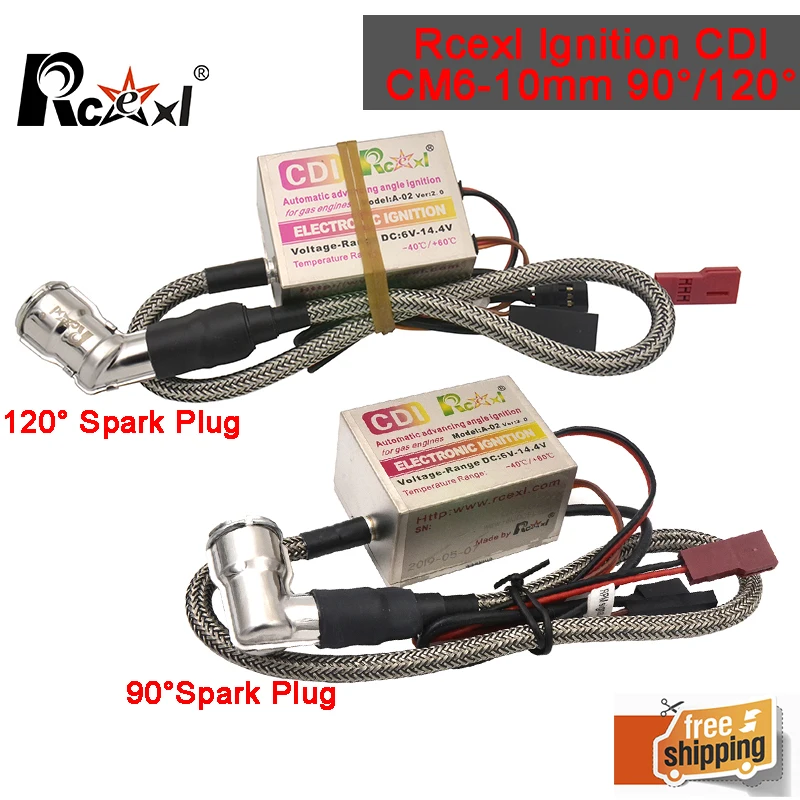 RCEXL Ignition CDI CM6-10MM 90 alebo 120 stupňov zapaľovacia sviečka DLE Plynový benzínový motor pre DLE20/DLE30/DLE55/CRRCPRO GP26R/GP50R/DLE20RA