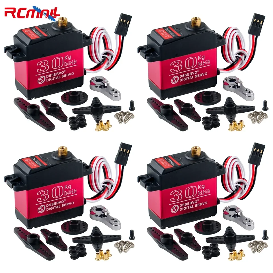 RCMall 4PCS DS3230 6V 30 kg RC Digital Servo 180/270 Stupeň s plným kovovým stupňom nepremokavý IP66 RC Servo Motor pre RC Cars Robots