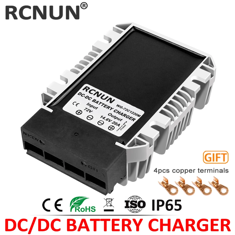 RCNUN 18-90V 24V 36V 48V 60V 72V až 14,6V 20A DC DC Nabíjačka vodotesné lítium nabíjačky pre autá Duálne batériové systémy