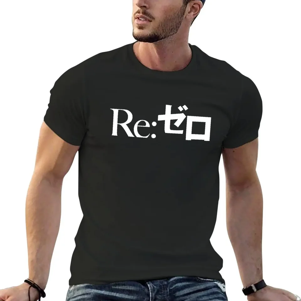 Re: Zero kara hajimeru isekai seikatsu - logo (biele) Tričko Tričko grafiky tričko pre mužov