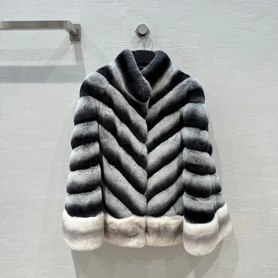 Real Rex Rabbit Fur Cape Wrap pre ženy, elegantný, všetkých zápasov, ženský temperament, farebný šál s činchilou, zimné teplé oblečenie
