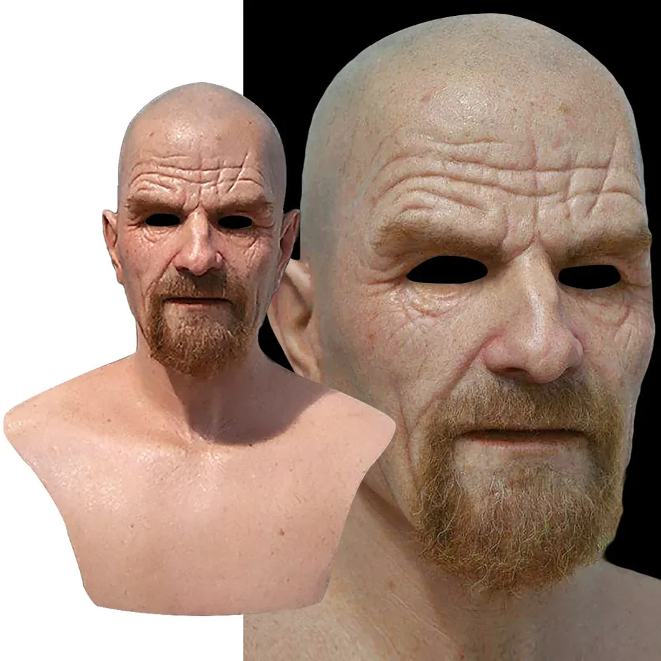 Realistická plešatá stará maska ​​Breaking Bad Walter White Mask Heisenberg Latex Mask pre dospelých Halloween Cosplay Party Masquerade rekvity