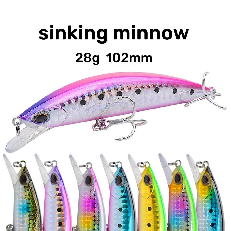 Realistické 3D oči Rybárske nástrahy 1pc, 28 g/90 mm umývadlo Minnow návnada na rybolovné náradie na sladkú vodu/slanú vodu