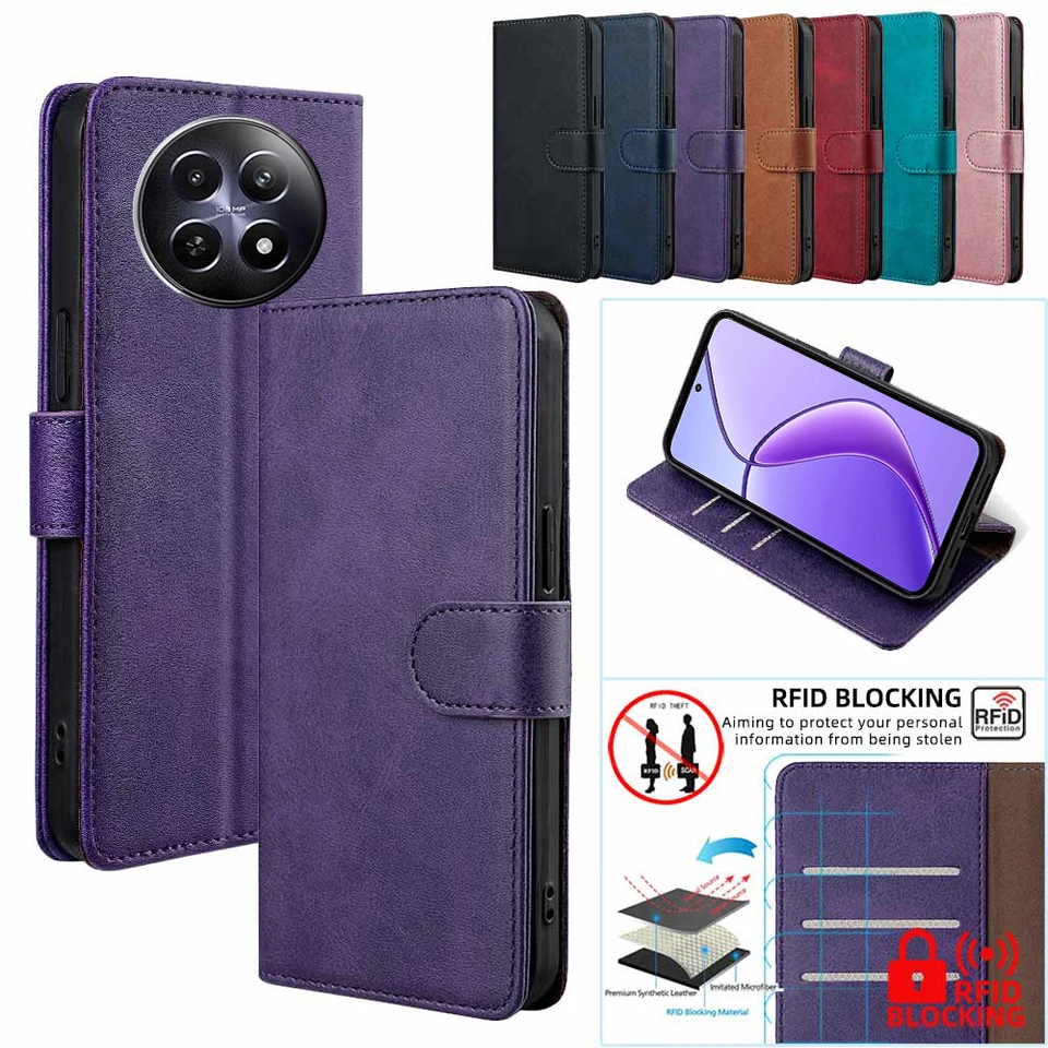 Realme 12x telefónne taška Magnetickú koženú koženú puzdro pre peňaženku pre Realme 12 Pro Plus Realme 12 Lite Kickstand Protective Cover Funda