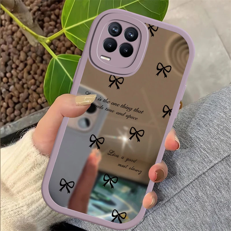 Realme 8 Pro 8 4G 5G SOCKOPOPTROUT PASE pre OPPO Realme 5 6 7 7i 6i 5i 5S 10 Pro Plus roztomilý lukový vzor mäkkých silikónových zrkadiel