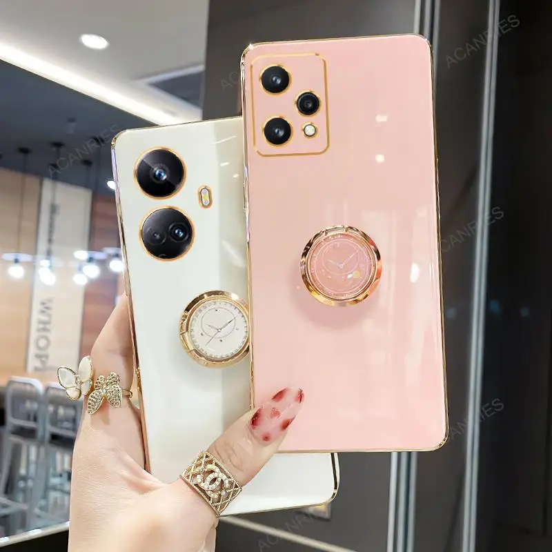 Realme10 Realme9 I Luxusný módny kruhový držiak na kruh pre Oppo Realme 9 10 Pro Plus 5G 9i 4G Stock Silikone zadný kryt 9pro