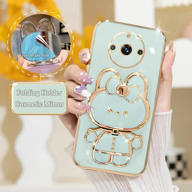 Realme11pro zrkadlové pokovovanie záhybu držiaka pre prípad Oppo Realme 11 Pro Plus 11Pro 10 9 8 4G 5G 8i GT NEO 2 3 3 3 Silikónový stojan
