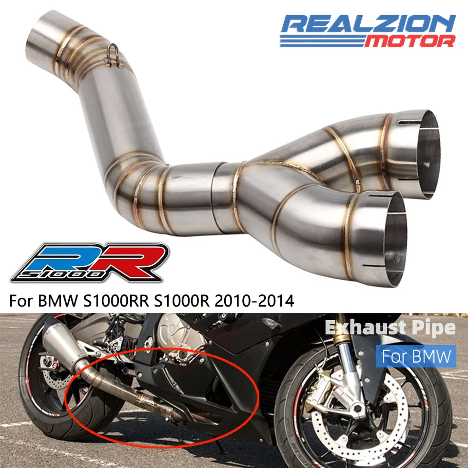 Realzion S1000RR Výfukové stredné potrubie Motocykel Motocykel Slip Link Rúrka Connect trubica pre BMW S1000 RR S1000R 2010 2012 2012 2013 2013