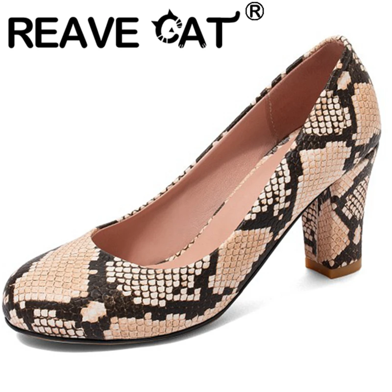 Reave Cat 2021 Springové tlačové čerpadlá okrúhle prsty elegantné stručné sklzy na 7 cm vysoké husté topánky päty veľkej veľkosti 31-47 biela červená
