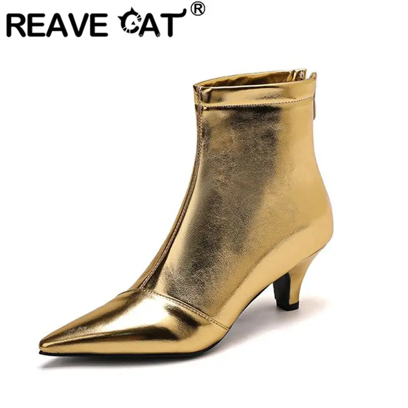 Reave Cat Sexy Ladies členkové topánky 32 33 špicaté špičky malých podpätkov 5,5 cm veľkosť 46 47 48 módne párty datovanie žien Bota