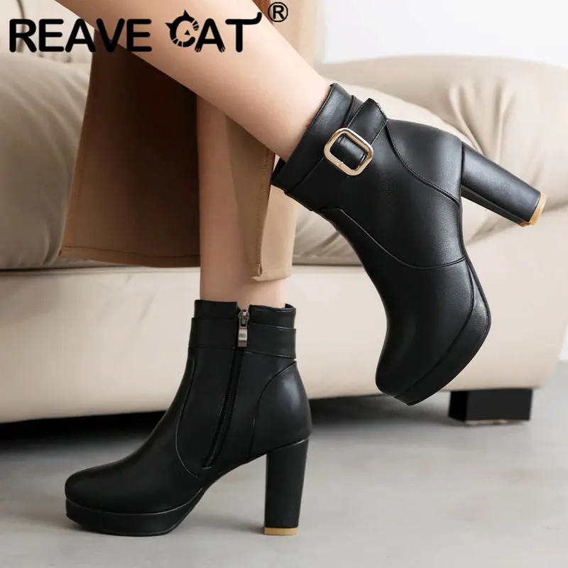 Reave mačka samica členkových topánok okrúhle päty päty päty ultrahigh 15 cm platforma 1,5 cm 45 46 Zrelá Bota