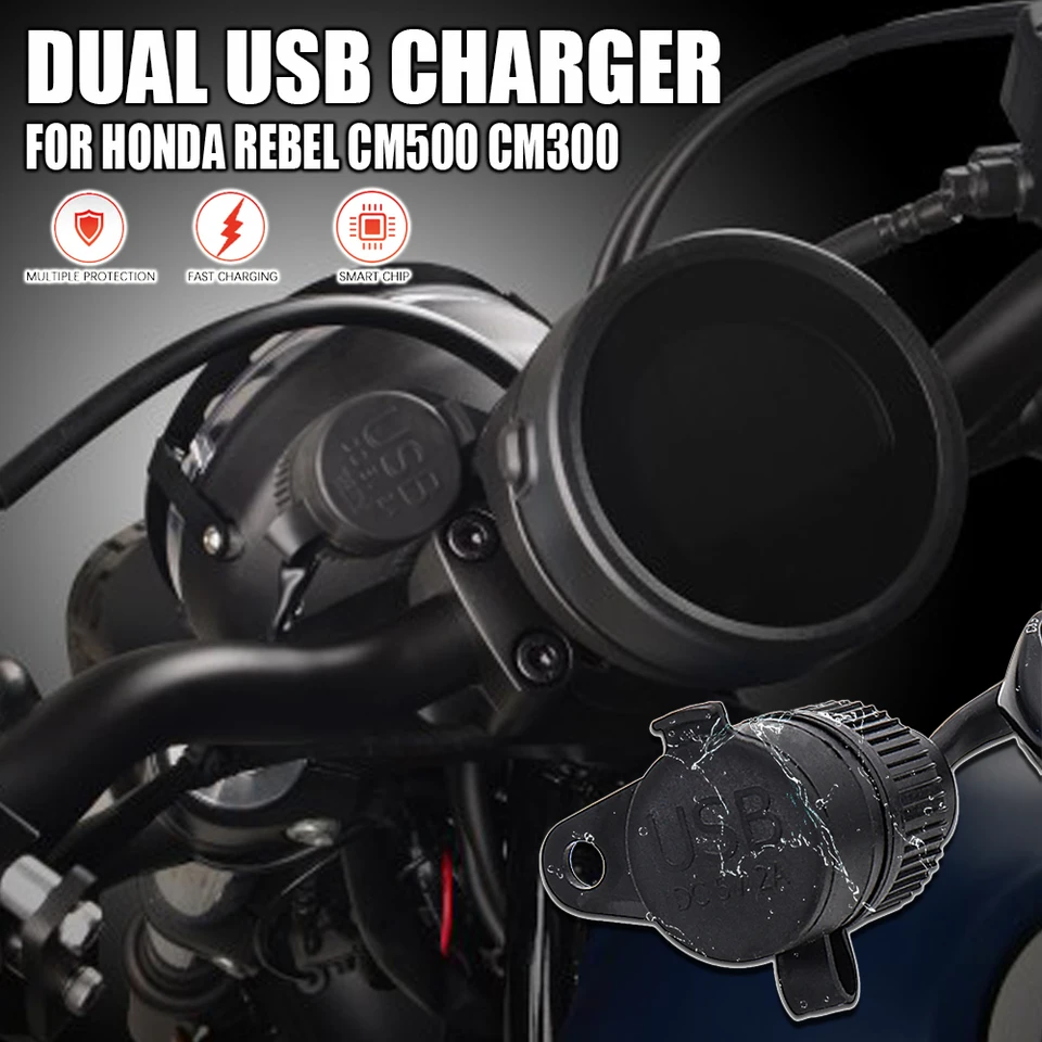 Rebel CM 500 300 Motocyklové príslušenstvo Dual USB Nabíjačka Power Adapter Socket Waterproof Plunka pre Honda Rebel CM500 CM300