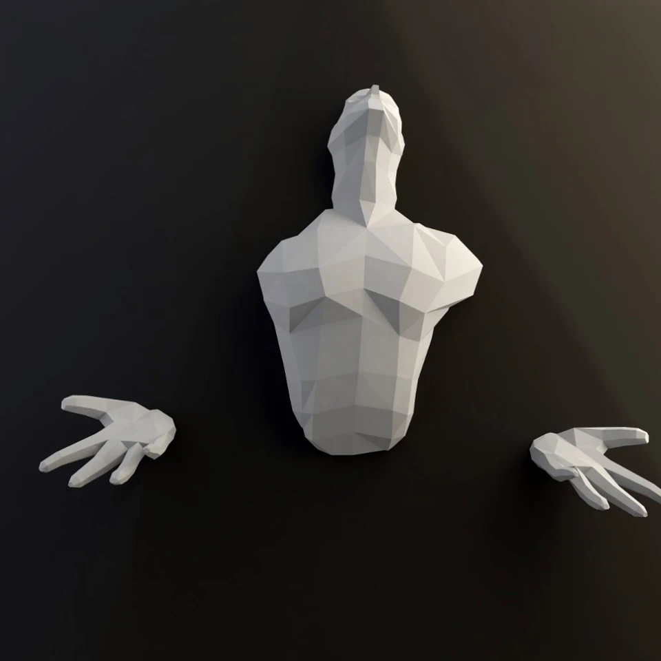Reborn Man vypuknutý z múru 3D papierového modelu ručne vyrábaný DIY Papercraft Home Decor Decor Loving Room Decotion Decorácie Vzdelávacie hračky