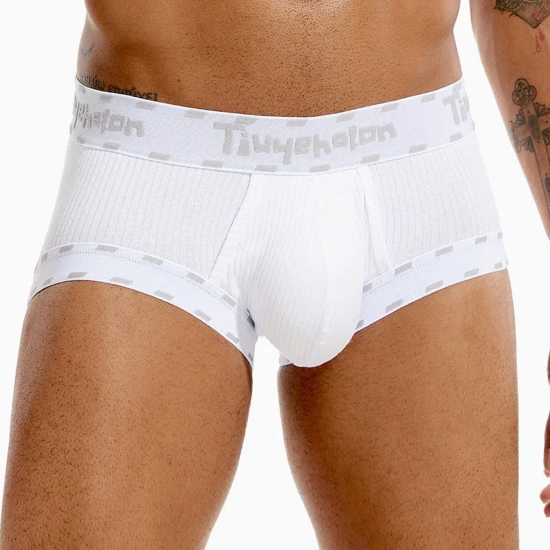Rebrované bavlnené spodné prádlo Boxer briefs Men Sexy Bulge Pohety nohavičky mäkké pohodlné spodky elastické boxerové kmene spodné šortky
