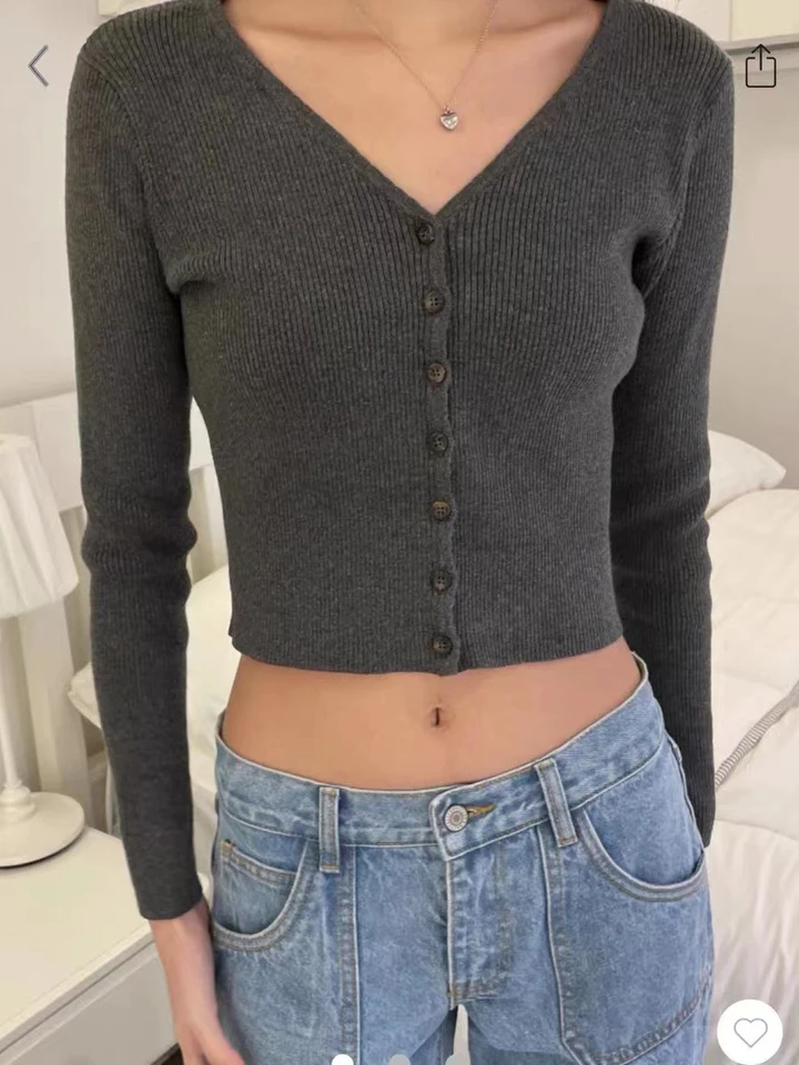 Rebrované pletené sveterky 2023 Jesenné zimné oblečenie s dlhým rukávom Streetwear Fashion Y2K plodiny Tops Slim Fit Sweár Žena