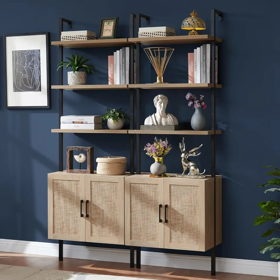 Rebrík 5 -stupňová knižnica s Rattan Cabinet, 73 