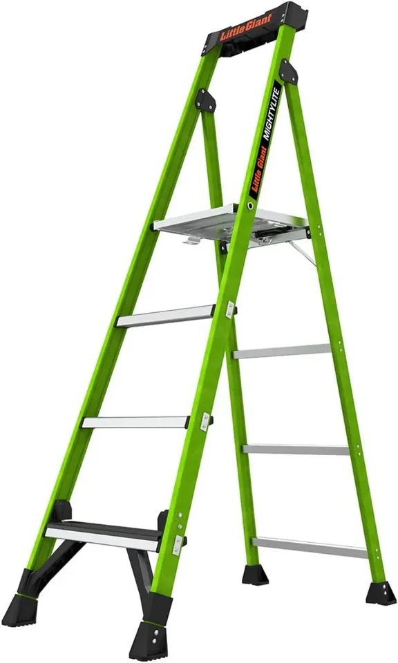 Rebríky, mocný 2,0, 6 'stepladder s mletou narážkou, skleneným vláknom, typu IAA, 375 libier, hodnotenie hmotnosti, (15406-001), G