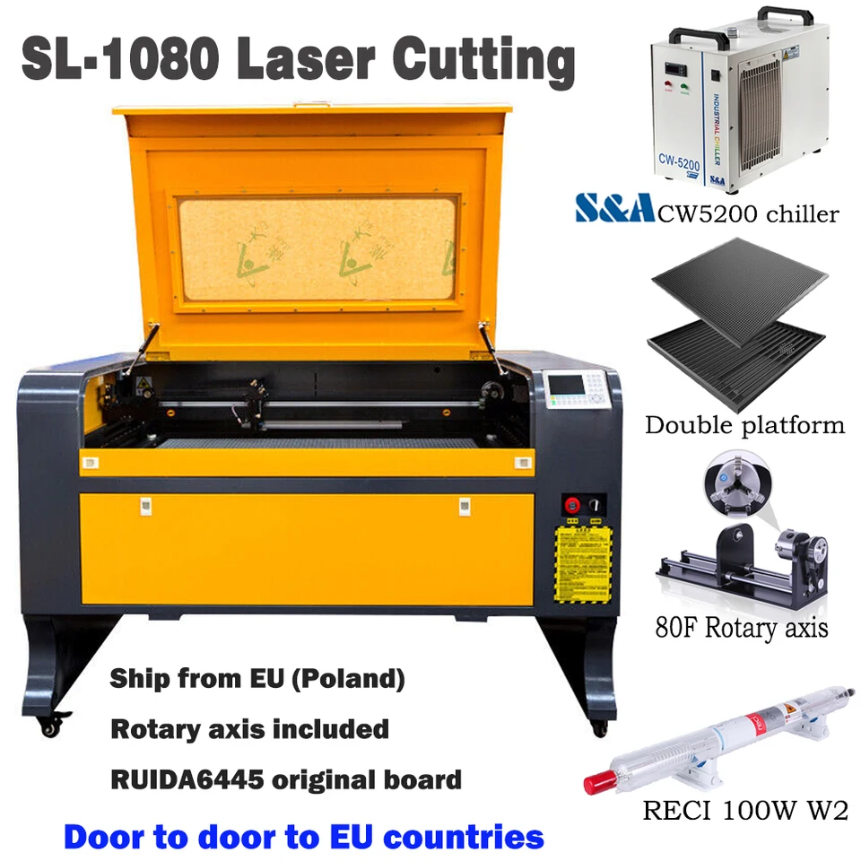 RECI 100W DPS SL-1080 CO2 laserový gravírovací stroj USB Automatické zaostrenie laserového strihového stroja DSP Systémový gravírovací stroj