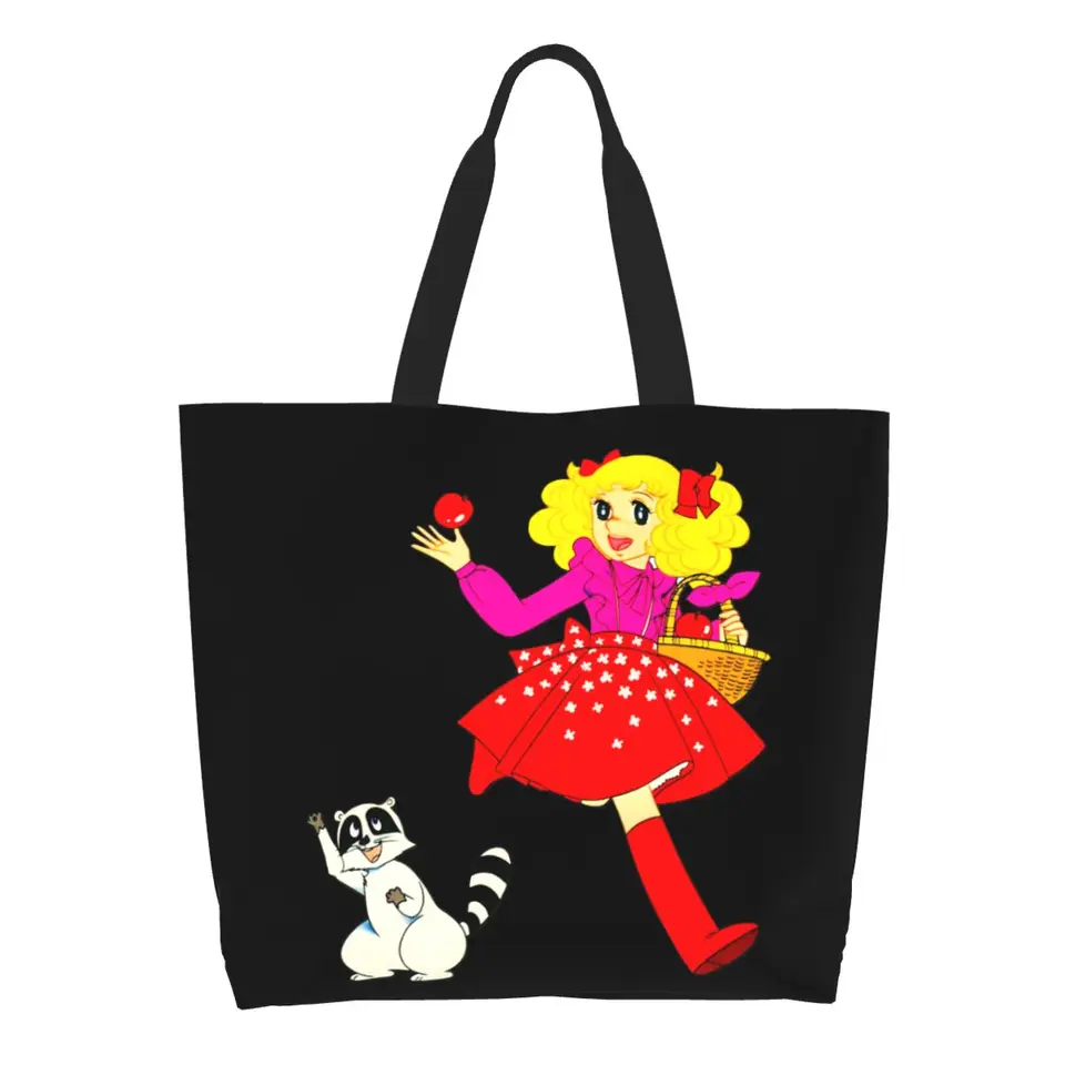 Recyklácia cukroviniek Candy Anime Manga nákupné tašky Ženy plátno ramenné tašku odolné vrecká na kupujúce potraviny