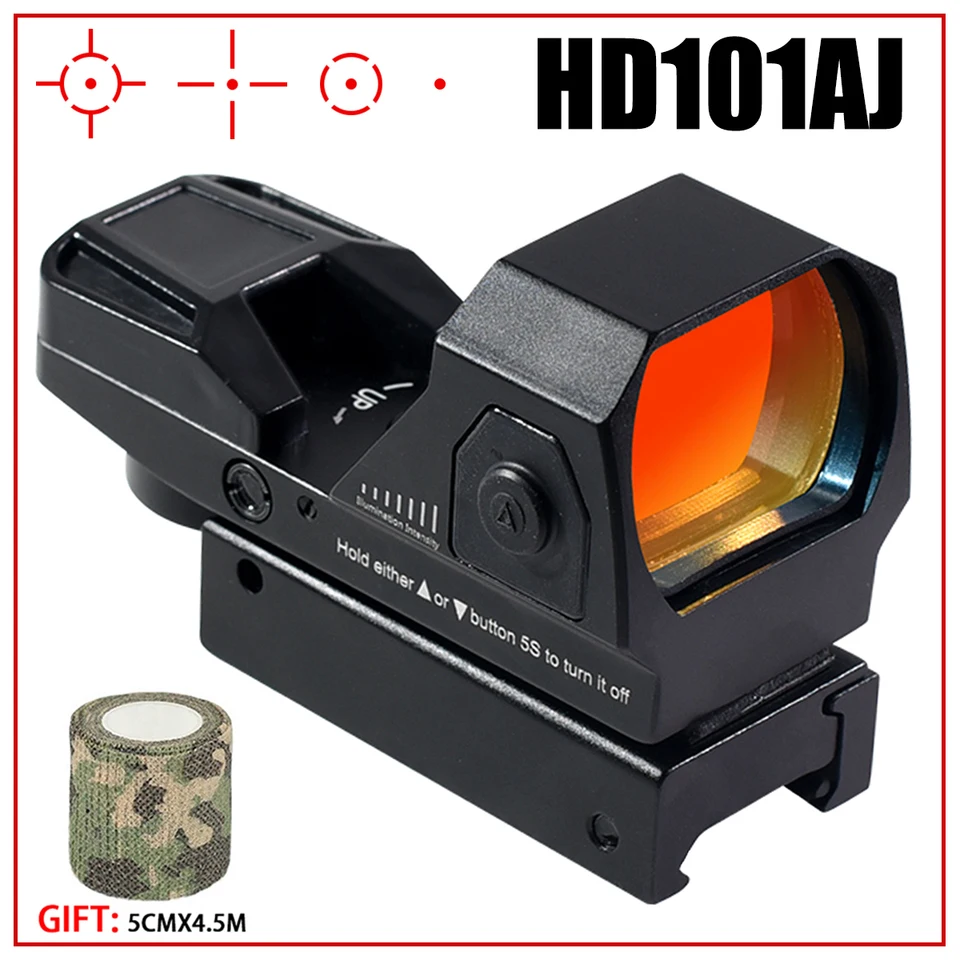 Red Dot Sight Reflex 4 Reticel Optics Collimator Hunting Scopes Shooting Training Riflescope HD101AJ Fit 20mm Weaver Rail