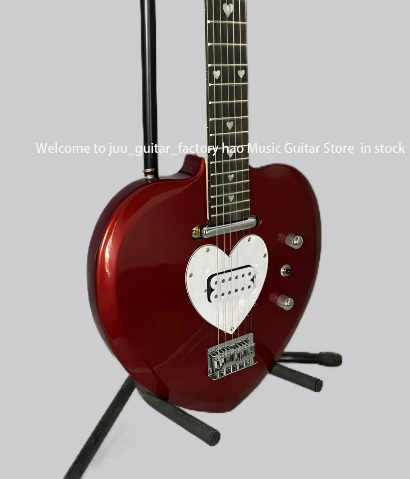 Red Heart Electric Guitar Bass Wood Body mahagany hmatníka chróm hardvéru javorový krk zabezpečenie kvality na sklade