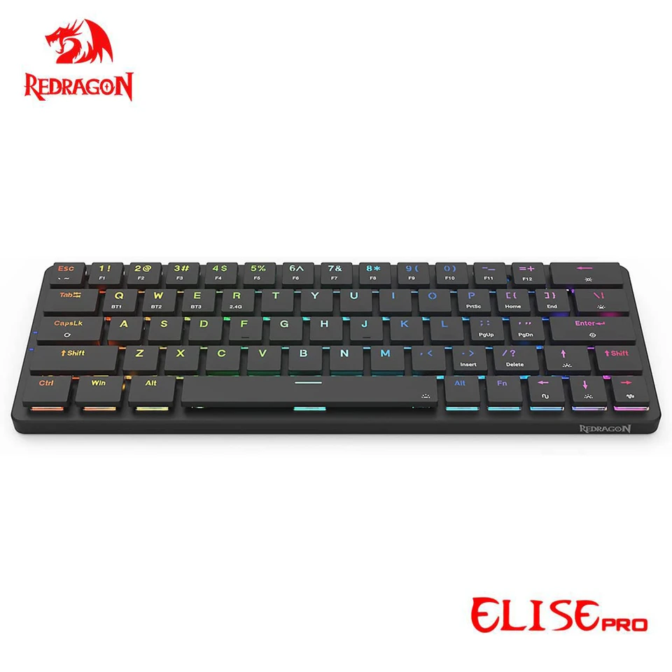 Redragon Elise Pro K624P RGB Super tenká mechanická herná klávesnica USB podporuje Bluetooth Wireless 2.4g 63 klávesov pre výpočet PC