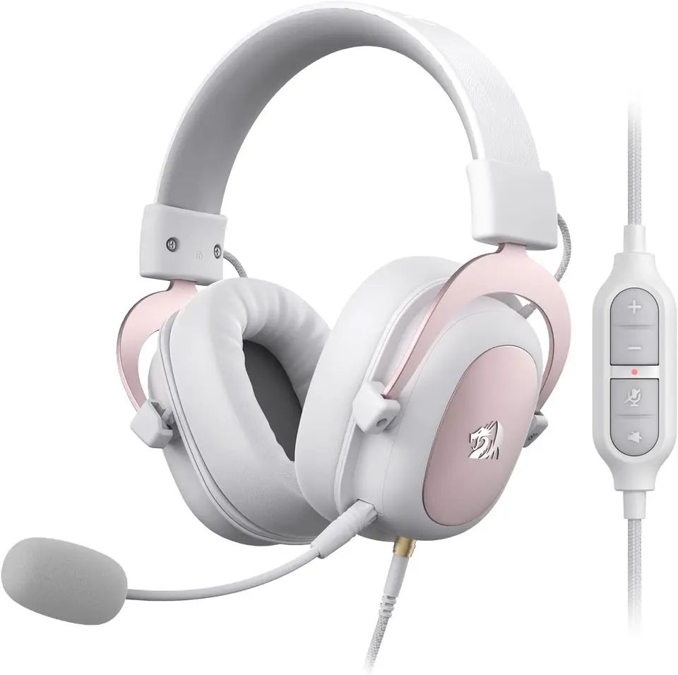 Redragon H510 Zeus White Wired Gaming Headset - 7.1 Penové doštičky s priestorovým zvukom pamäť 53 mm ovládače 53 mm