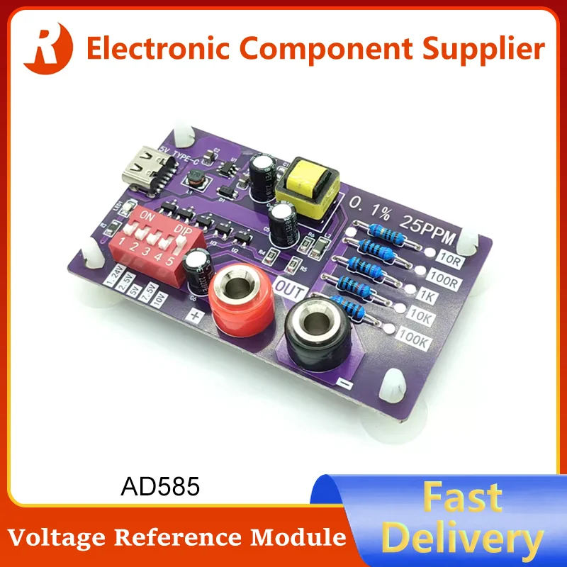 Referenčný modul napätia AD585-5 regulátor kanálov1.24V/2,5V/7,5 V/5V/10V 5LEVEL 10R/100R/1K/10K/100K Odpory kalibrácie