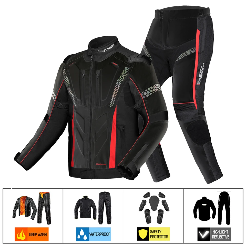 Reflexná bunda motocyklov a nohavice, vodotesné vybavenie, preteky, cyklistika, motorka, motokros, oblečenie Moto Clothing