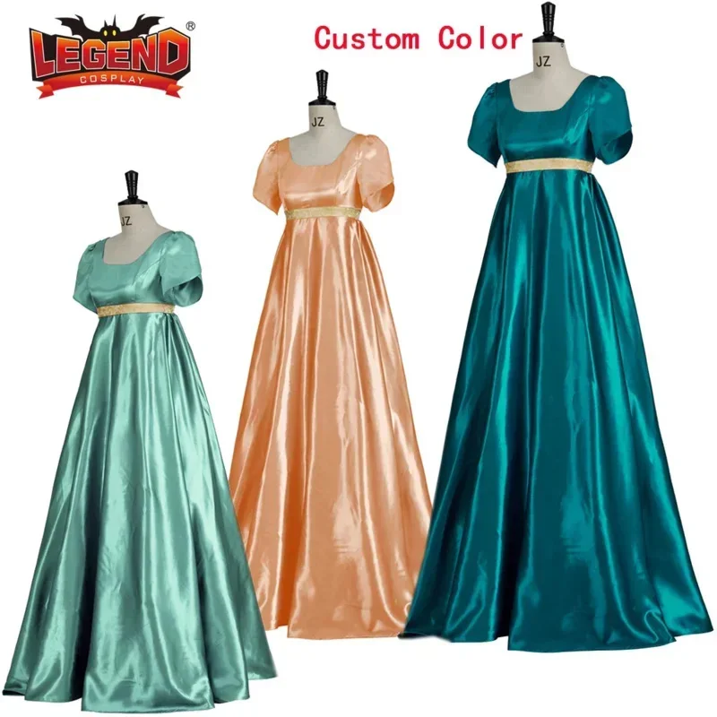 Regency Bridgerton šaty modrý saténový vintage viktoriánsky 1800 guľôčkových županov vysoký pás Jane Austen kostýmy Cosplay šaty pre ženy