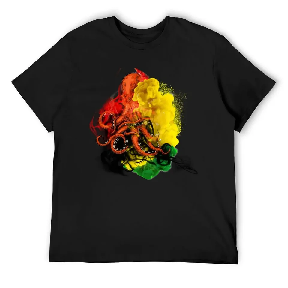 Reggae chobotnica atrapované tričko Valentines odevné košele Pánske grafické tričká hip hop