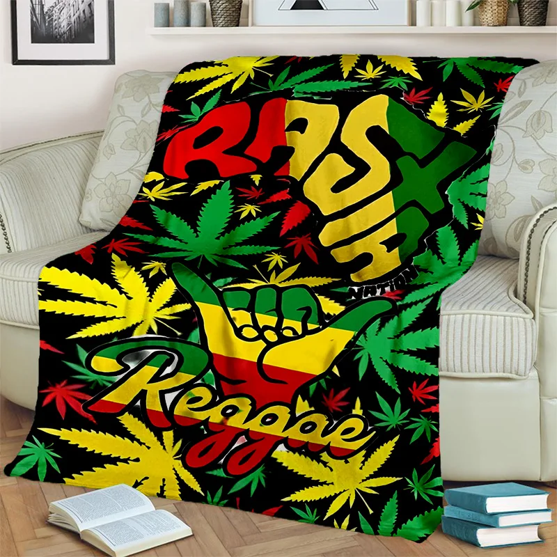 Reggae hudobné závody Maple Leaf Rastliny prikrývky, prikrývka mäkkého hodu pre domácu spálňu Pohovka piknik Pikniková kancelária turistika na voľný čas zdriemnutím