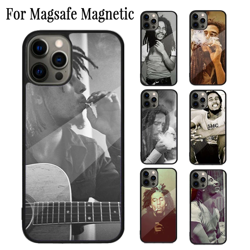 Reggae spevák Bob Marleys Magnetic Phone Coque pre iPhone 16 15 14 plus 13 12 Mini 11 Pro Max Magsafe Wireless Cover