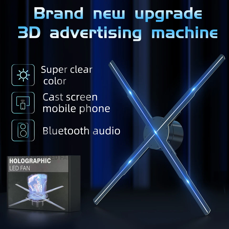 Reklamné svetlá voľného oka 3D holografický projektor LED podporu ventilátora WiFi Bluetooth Audio 3D displej Hologram projektor Logo projektor