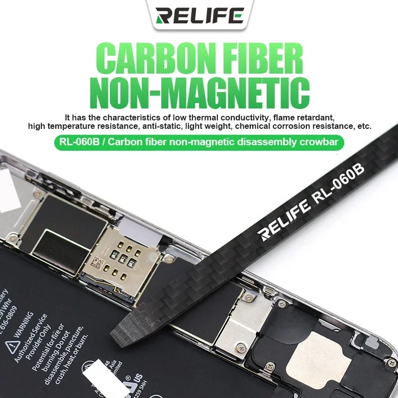 ReLife RL-060B Nástroj na opravu telefónu Ant-Statické uhlíkové vlákno Nemagnetické demontáž demontáže demontáž súpravy Demassemble Sit Spatula Tool