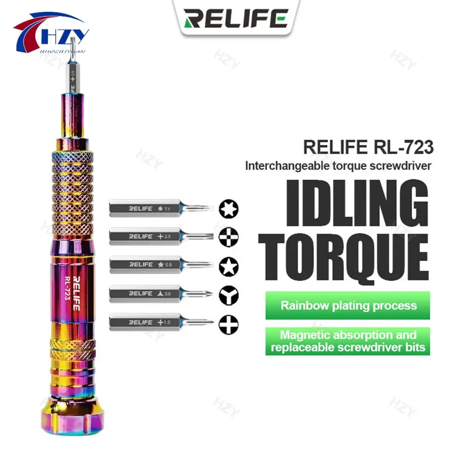 Relife RL-723 Presné vymeniteľné zameniteľné krútiaci moment skrutkovač Sada nekĺzavých magnetických telefónov PC Otváracie opravy Demassemble Tools