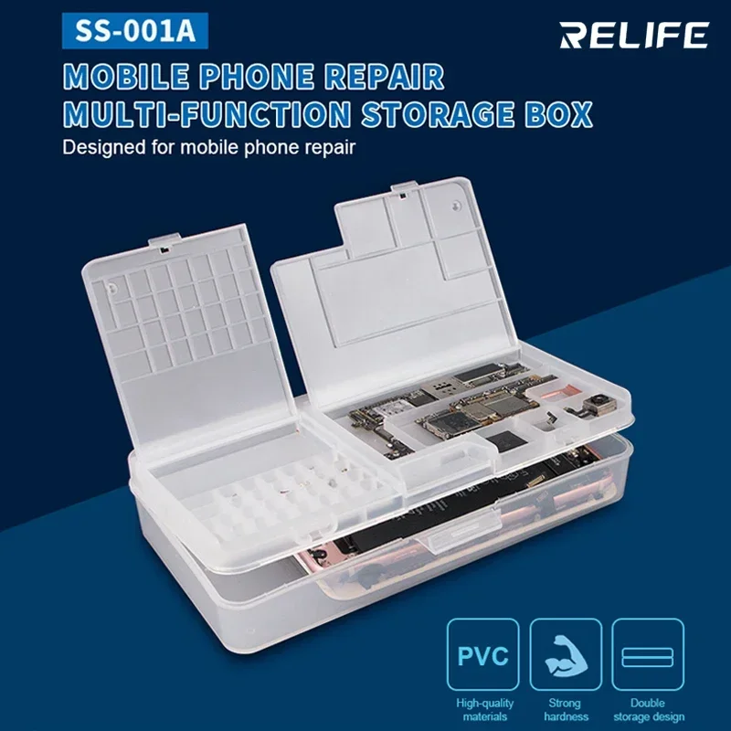 ReLife SS-001A Mobilný telefón Multifunkčný úložný box Mobilný telefón LCD Screen IC diely skrutkovacie príslušenstvo SKLADOVÁ SKLADA