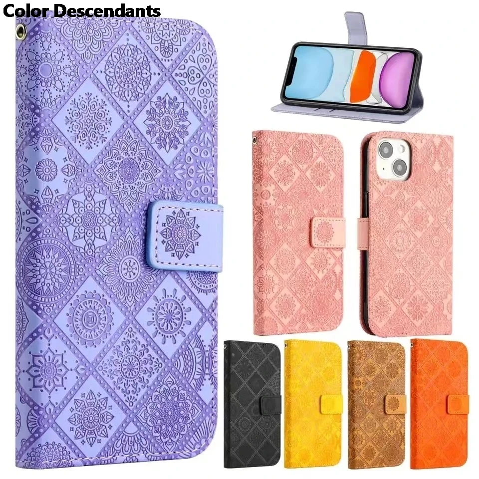 Reliéfne kožené puzdro pre peňaženku pre OPPO A73 F17 4G A53 A37 F1S A15 A54 4G A74 5G A93 5G Realme 8 Pro 4G Coque Etnický štýl
