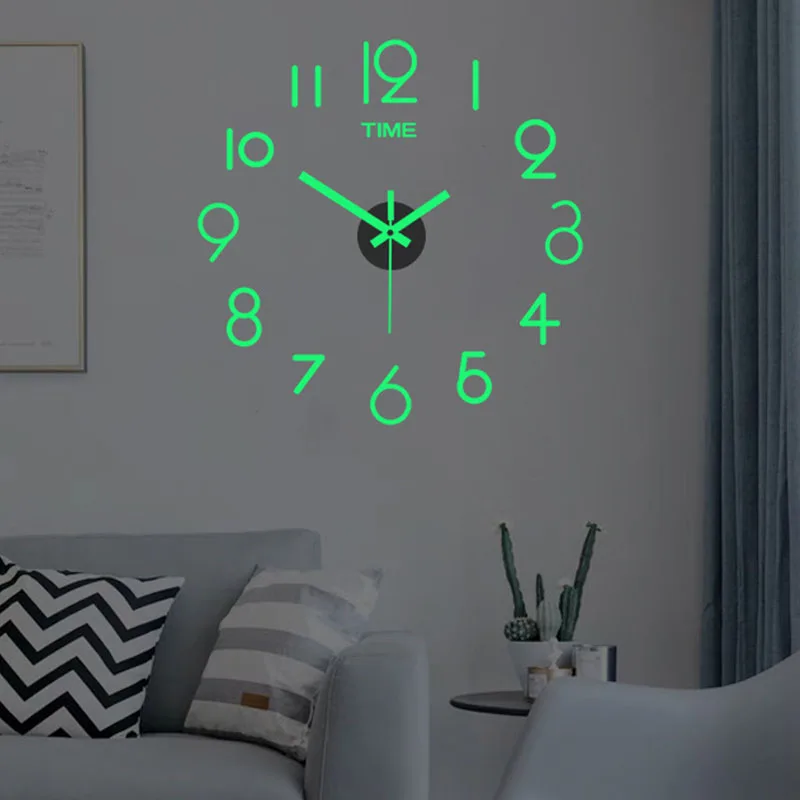 Reloj de Pared Luminous Wall Clock DIY Quartz Hodinky Hodiny akrylové zrkadlové nálepky Horloge Murale Wall Decor Domáca dekorácia horúce