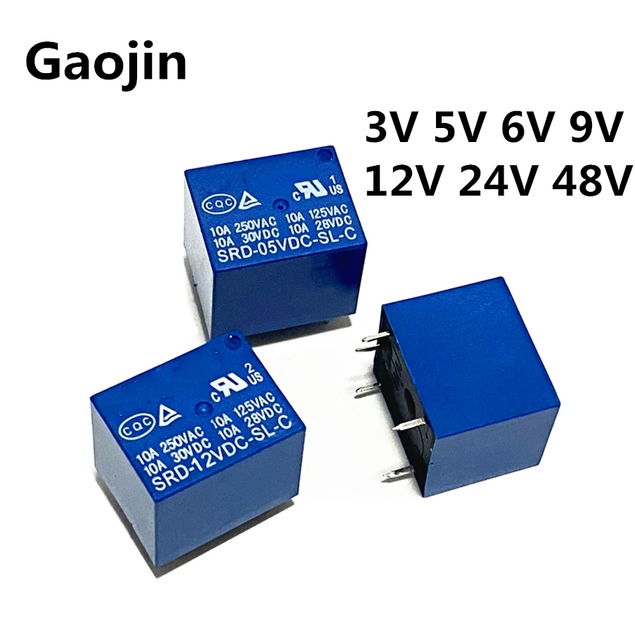 Relé SRD-03VDC-SL-C SRD-05VDC-SL-C SRD-06VDC-SL-C SRD-09VDC-SL-SL-S SRD-12VDC-SL-C 3V 5V 6V 9V 12V 24V 48V 10A 250VAC 5PIN