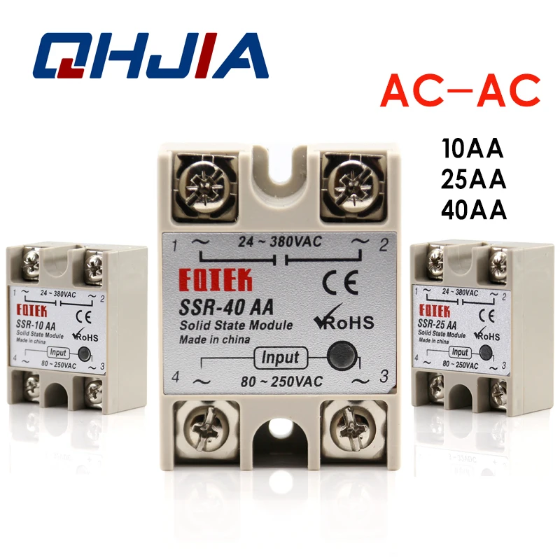 Relé v tuhom stave SSR-10AA SSR-25AA SSR-40AA AC AC Modul AC Modul 80-250V Vstup AC 24-380V Vysoký kvalitný výstup AC