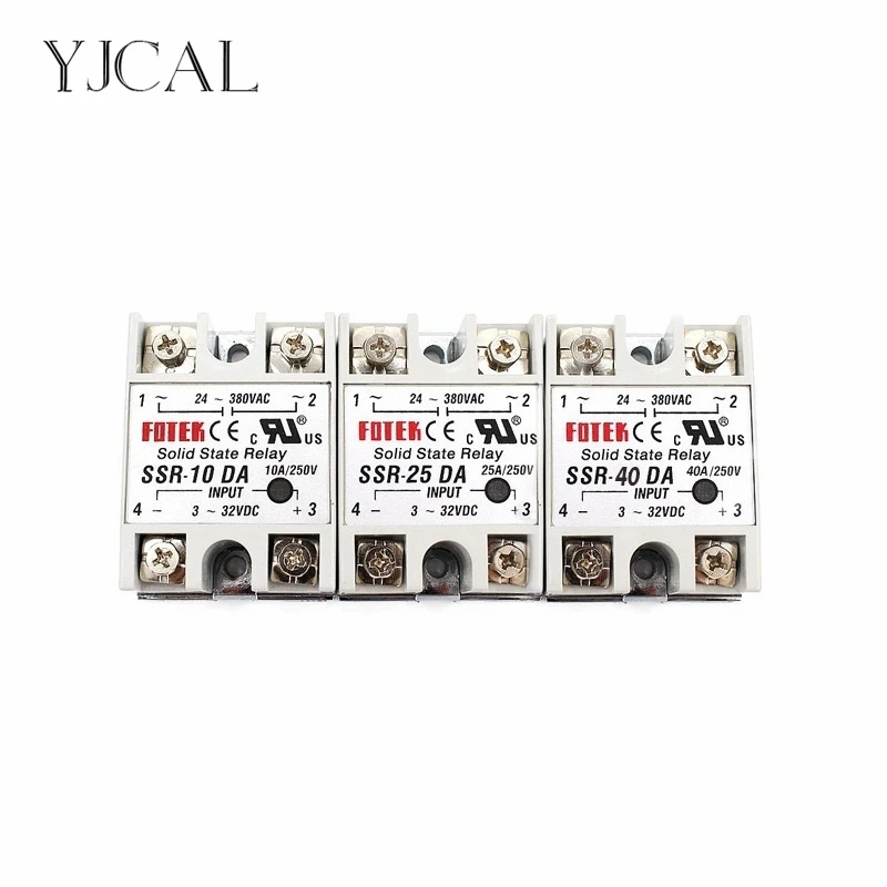 Relé v tuhom stave SSR-10DA SSR-25DA SSR-40DA 10A 25A 40A Vlastne 3-32V DC až 24-380V AC SSR 10DA 25DA 40DA